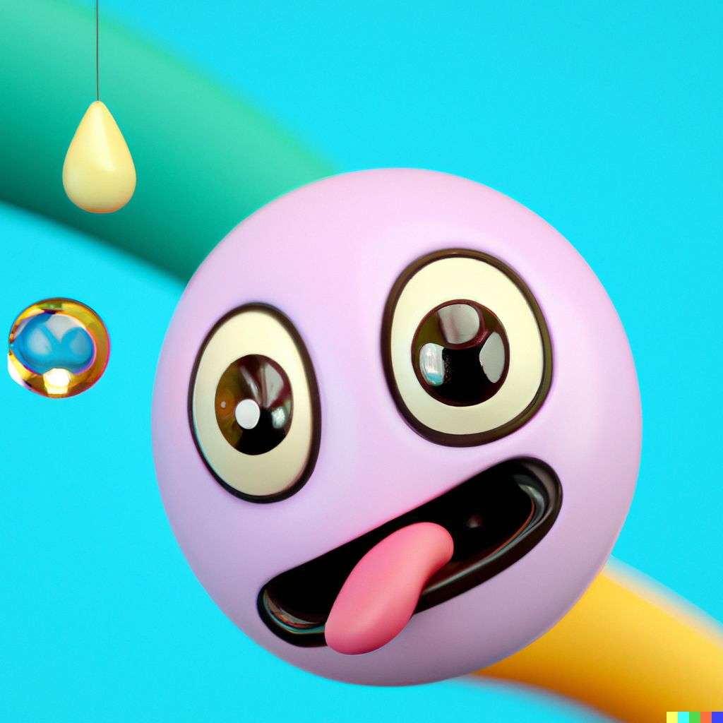 the discovery of gravity, close-up, very cute, emoji, multicolored, Unreal Engine 3D render, trending on ArtStation, realistic materials